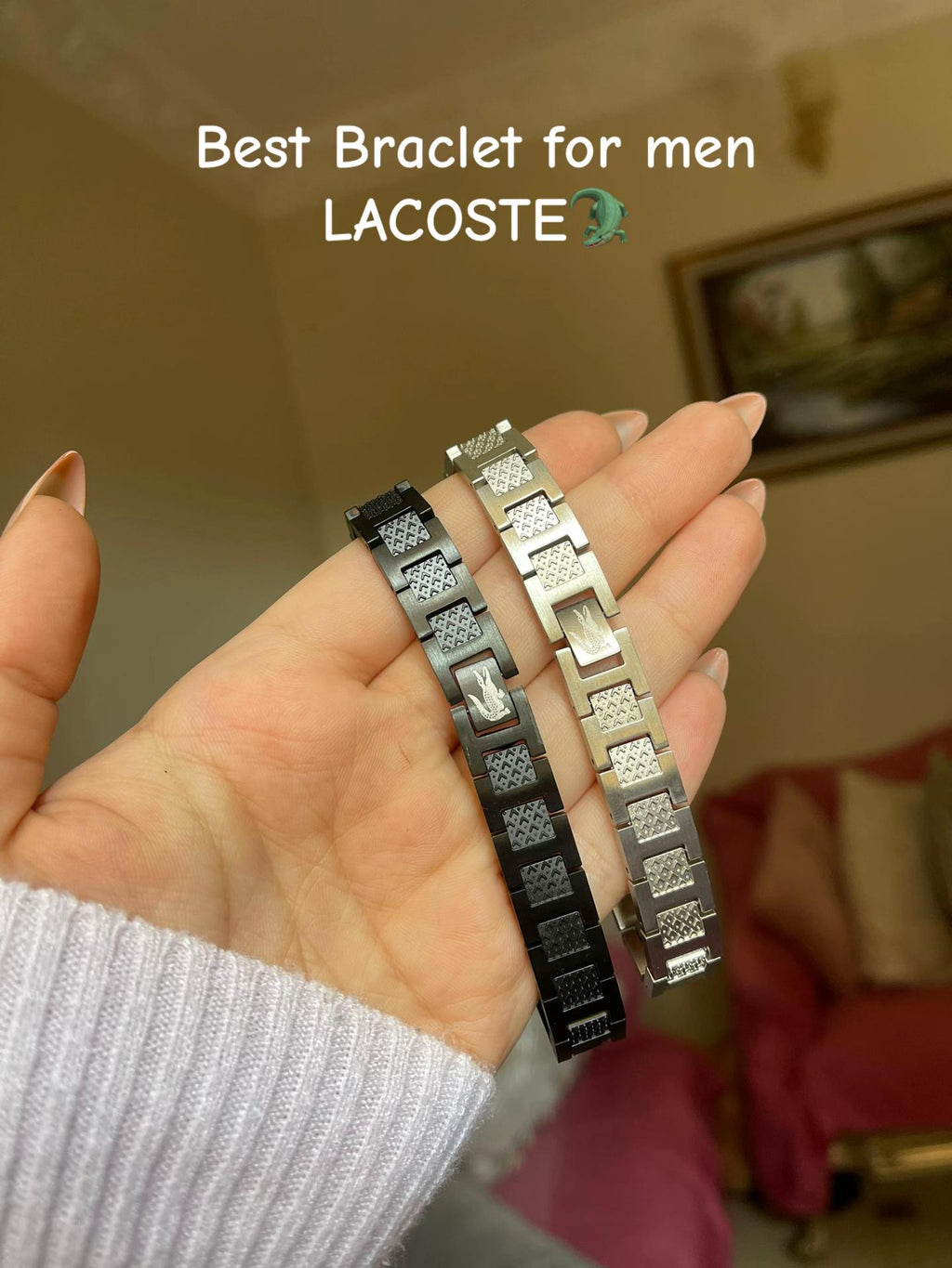 Bracelet Lacoste noir et argenté - أسورة لاكوست